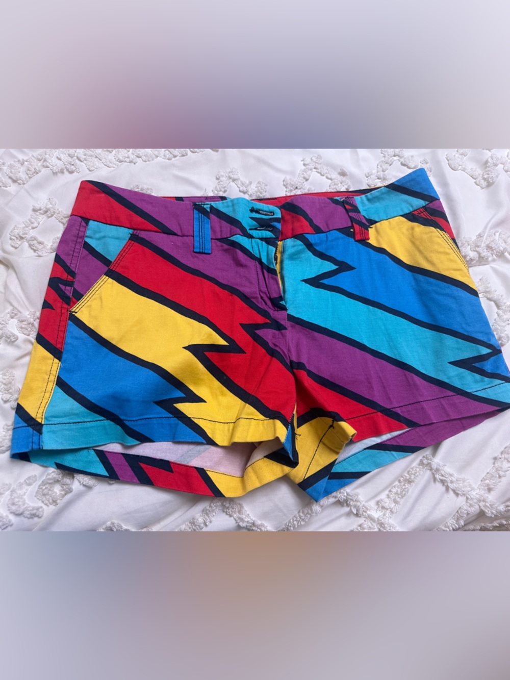 Multicolor Lightning Print Athletic Shorts - Women Loudmouth John Daly